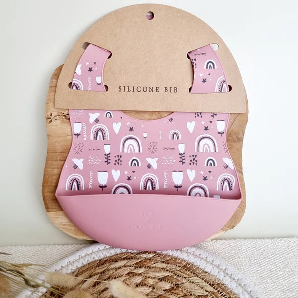 Rammelaartje Pink Flowers Silicone Bib image 0