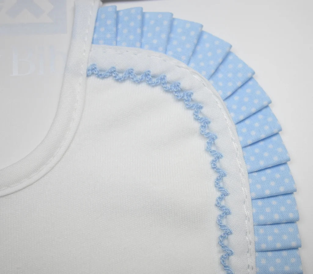 Blue Polka Dot Frill Bib image 1