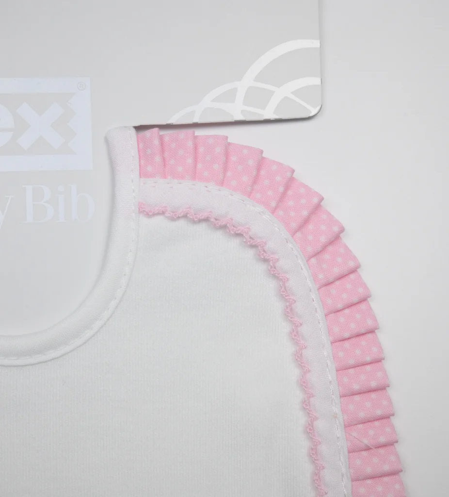 Pink Polka Dot Frill Bib image 1