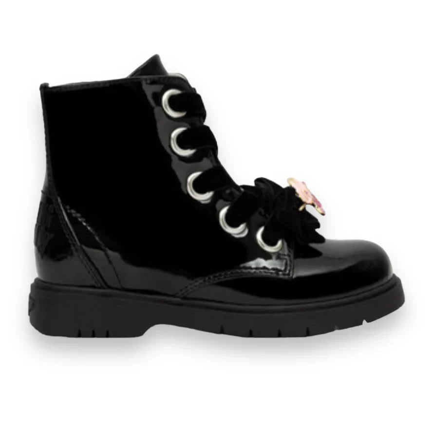 Lelli Kelly Black Patent Girls Boots with Princess Carriage Charm