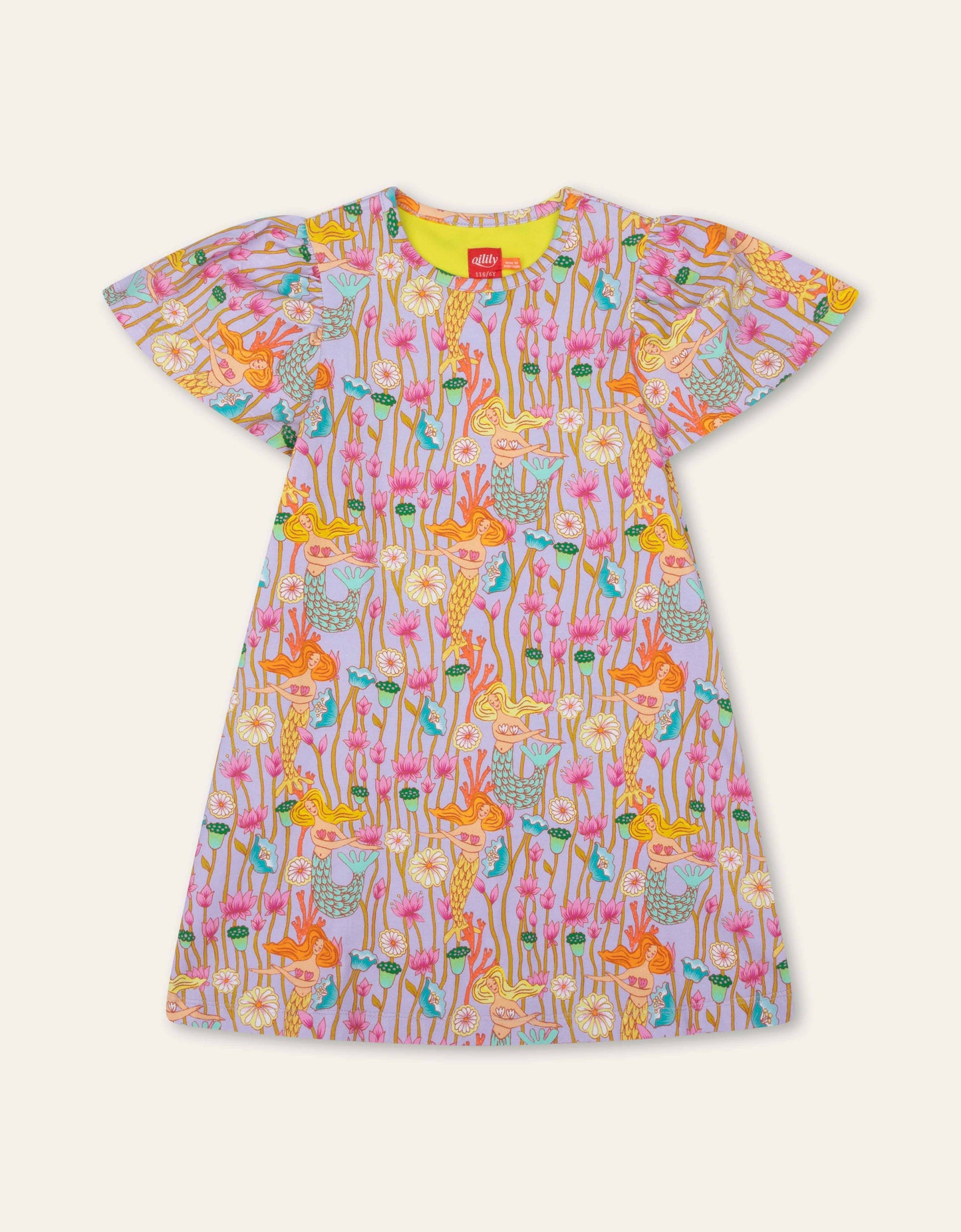 Colorful dress with underwater pattern on a white background