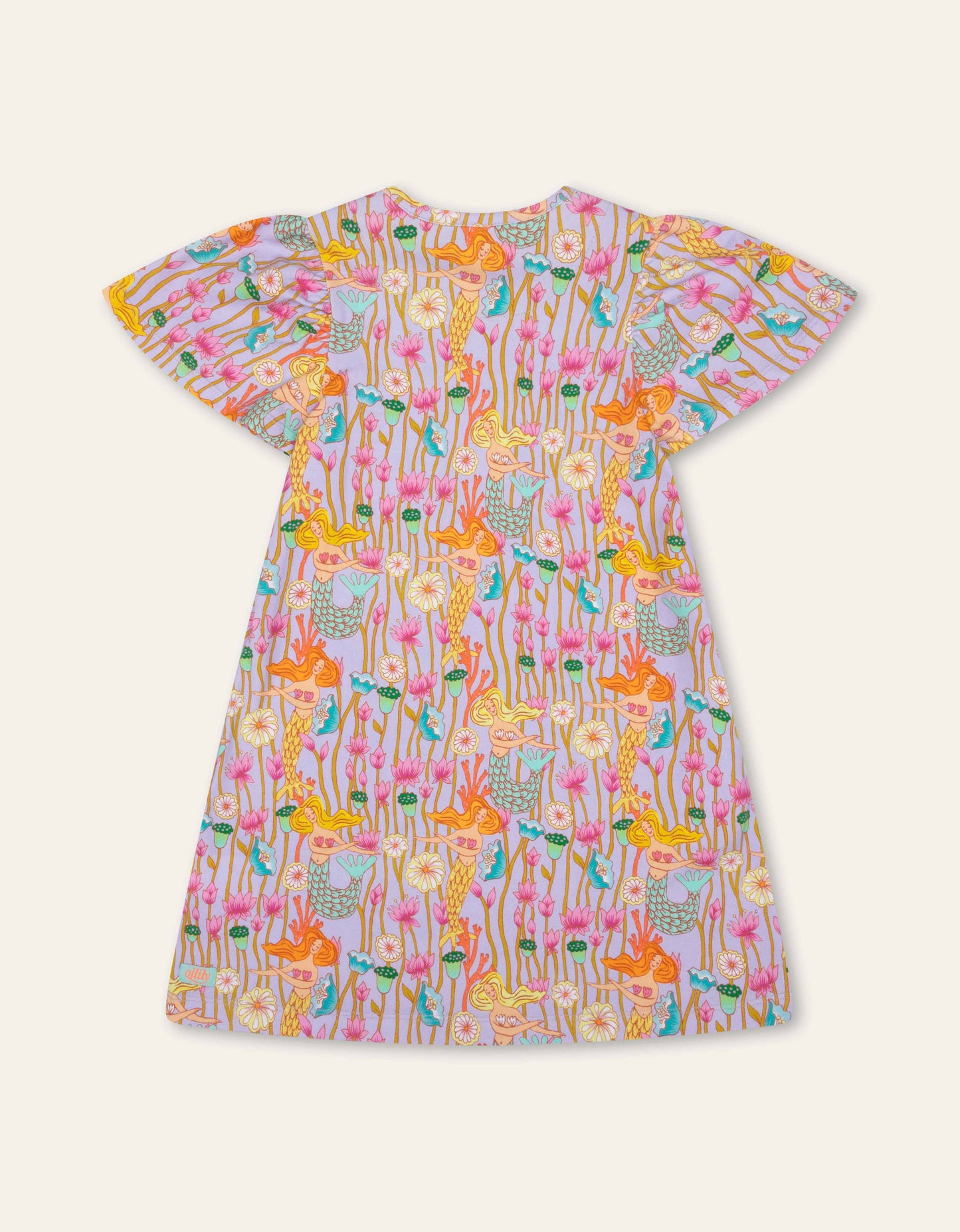 Colorful dress with mermaid pattern on a white background