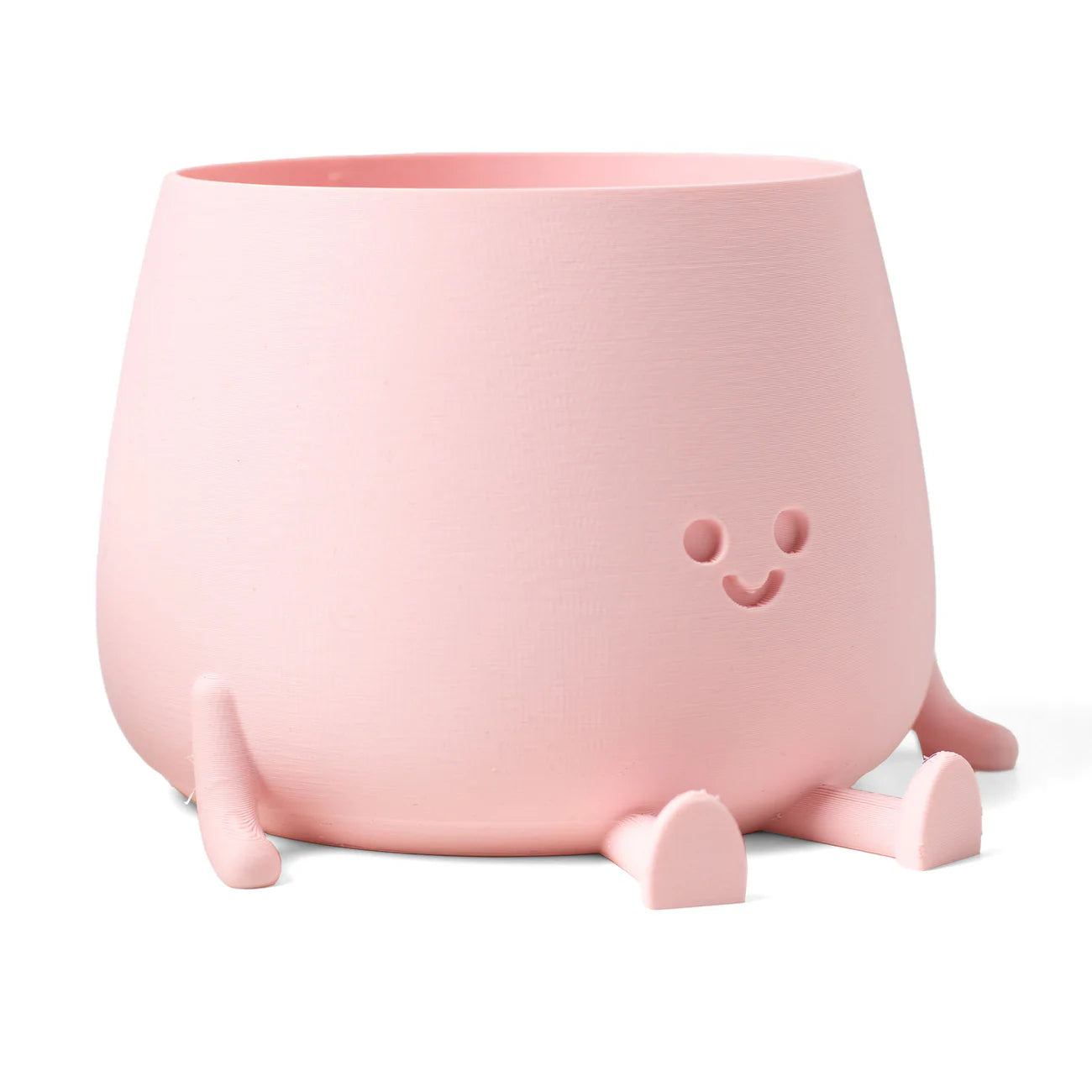 Eco-friendly 3D printed happy pot planter – peach pink finish
