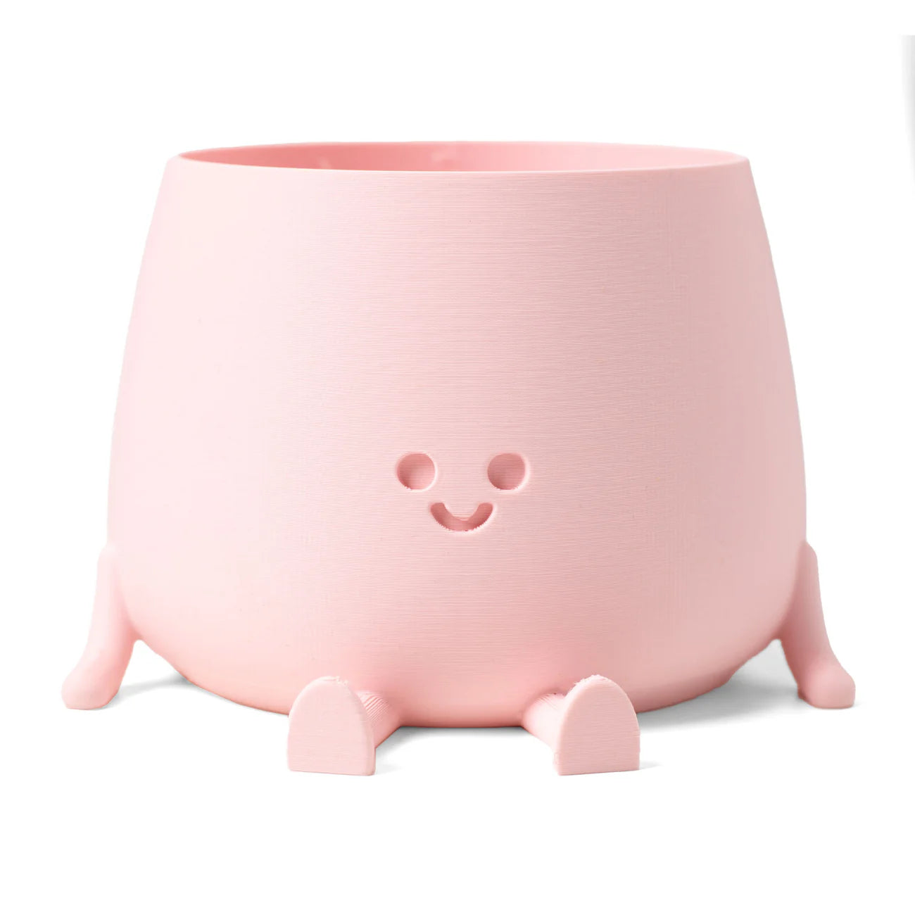 Smiley face planter in peach pink – sustainable 3D printed design