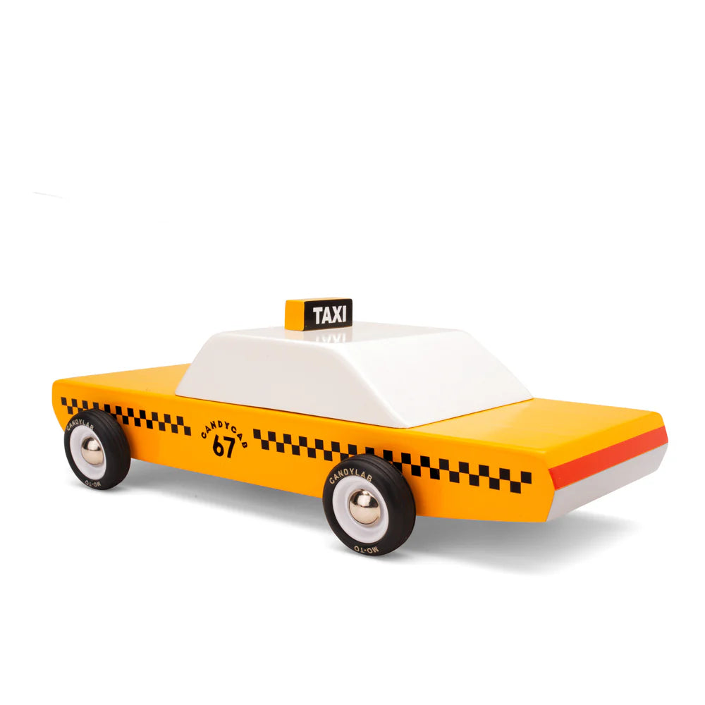 Candylab yellow taxi wooden toy car