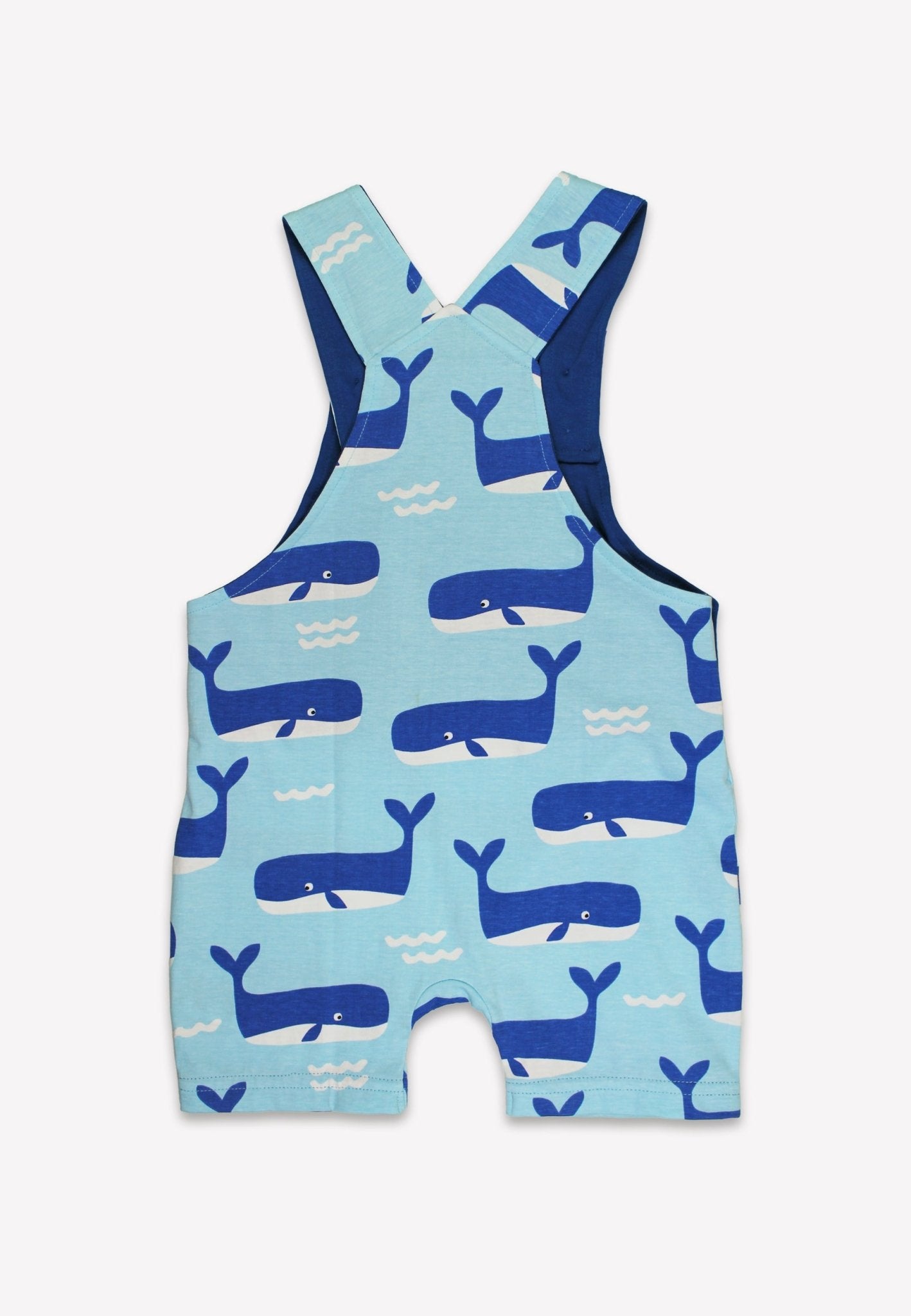Toby Tiger Organic Whale Waves Print Dungaree Shorts