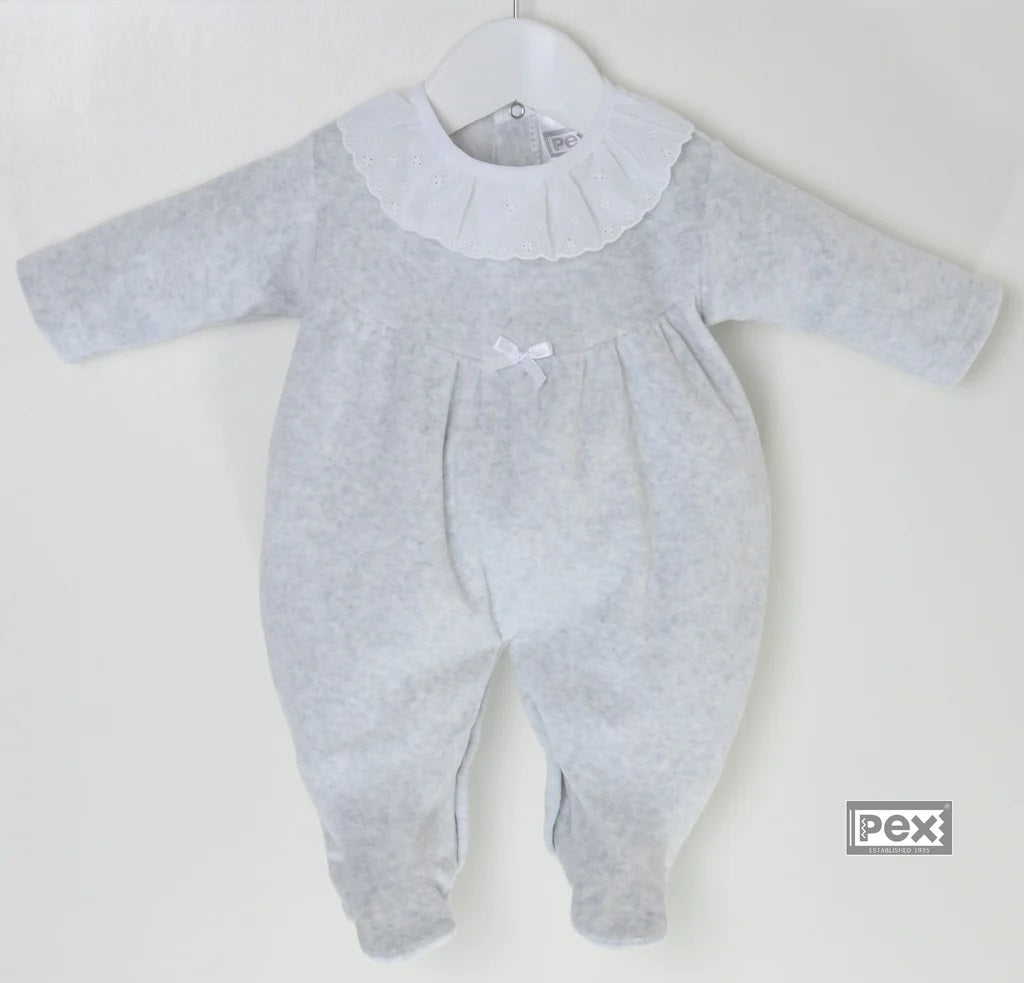 Pex Broderie Lace Collar Sleepsuit- Grey image 0