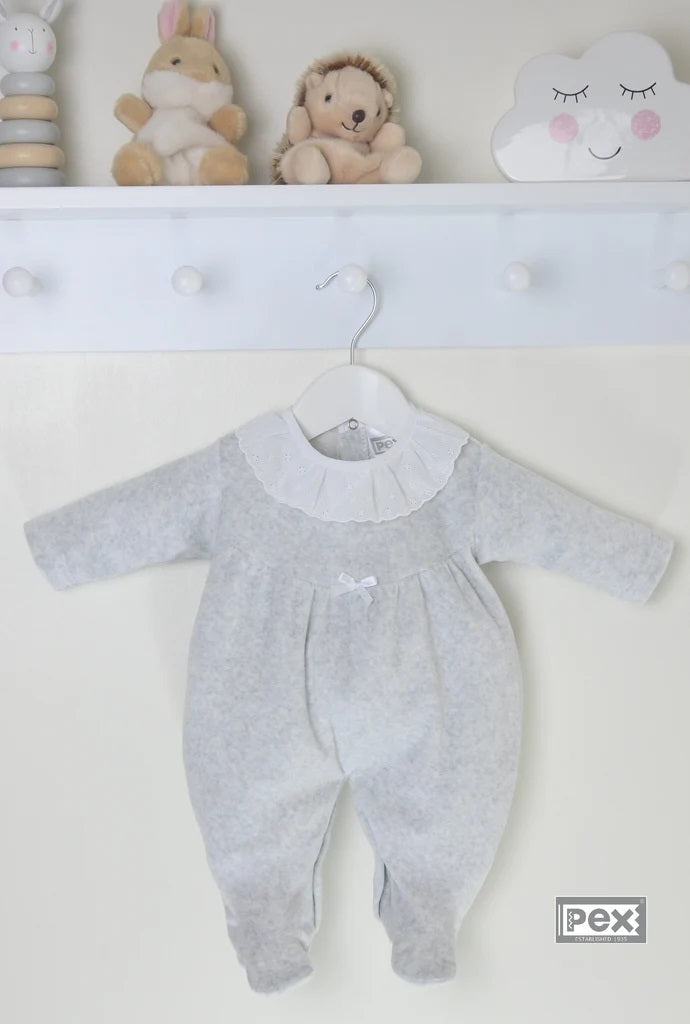 Pex Broderie Lace Collar Sleepsuit- Grey image 1