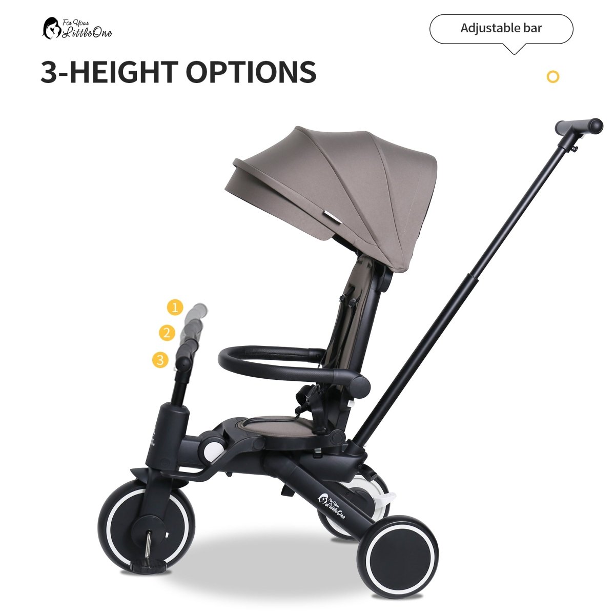 Foryourlittleone Xplor 6 in 1 Foldable Trike - Jet Black (10m-5y)
