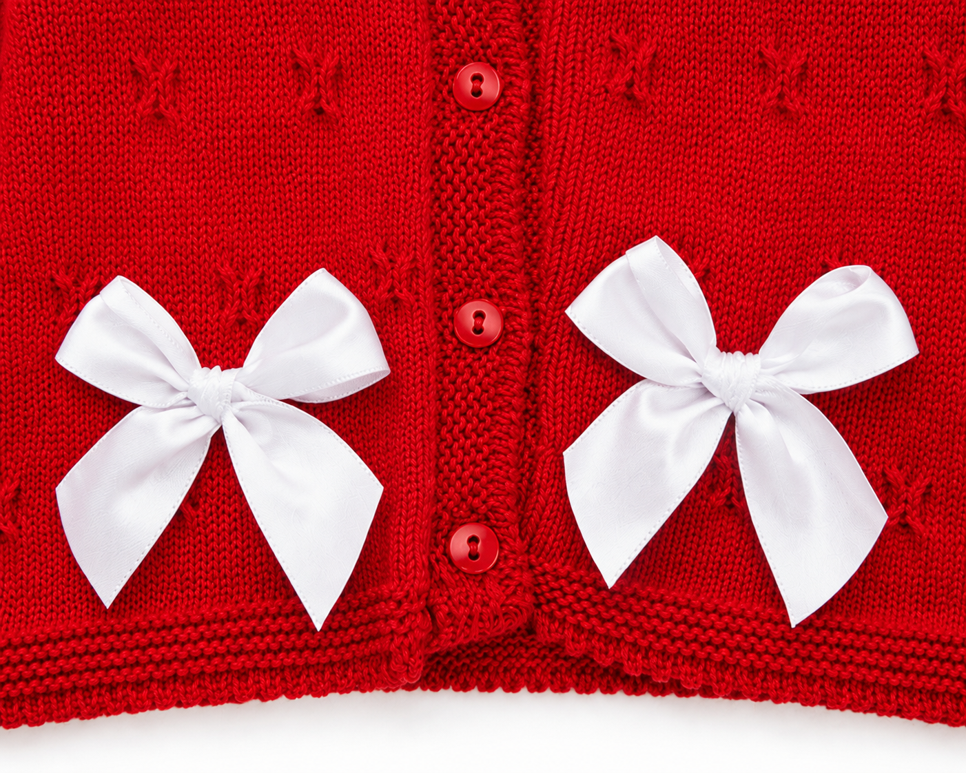 Pex Red Knitted Bow Cardigan for Baby Girls