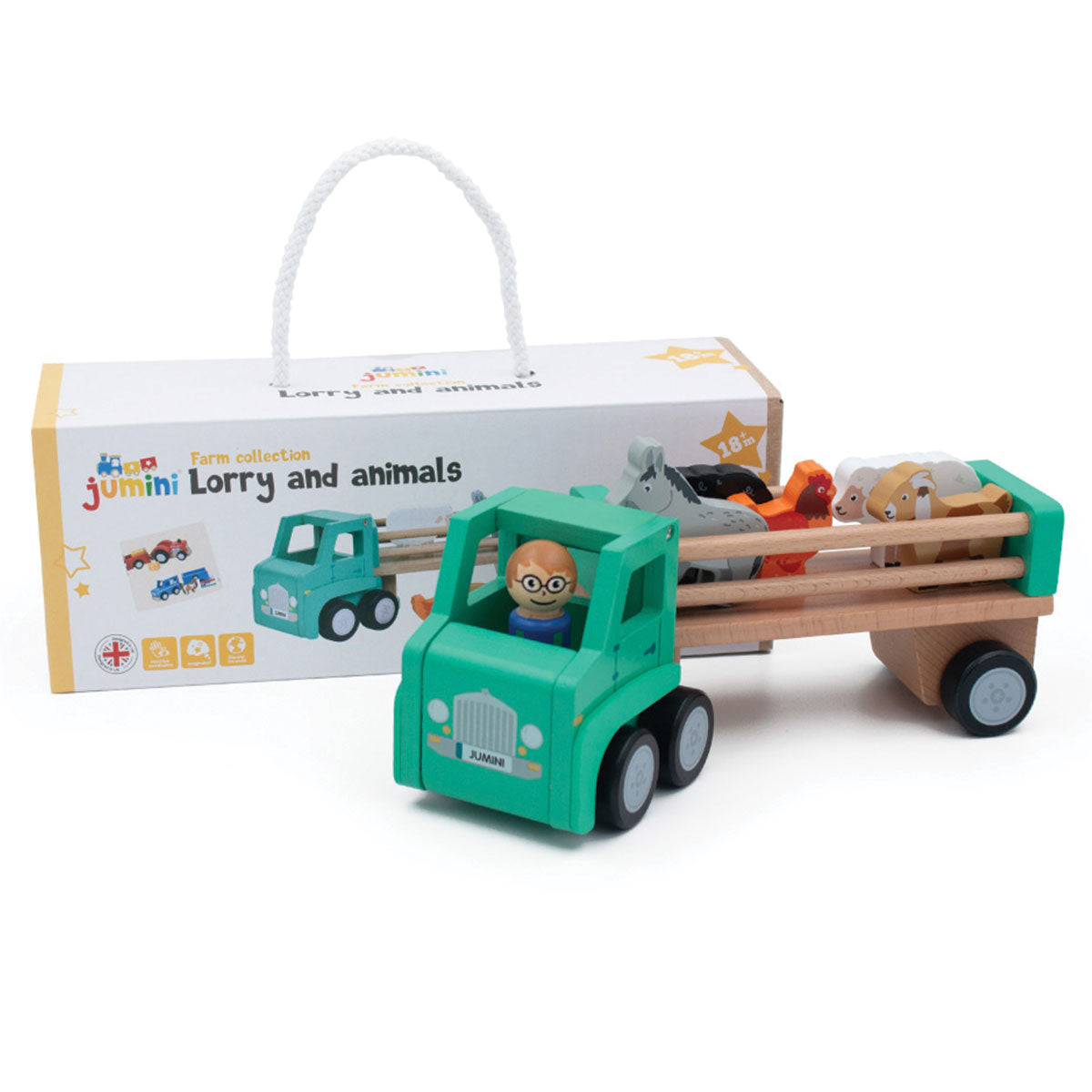 Jumini Wooden Farm Lorry (with animals) image 3