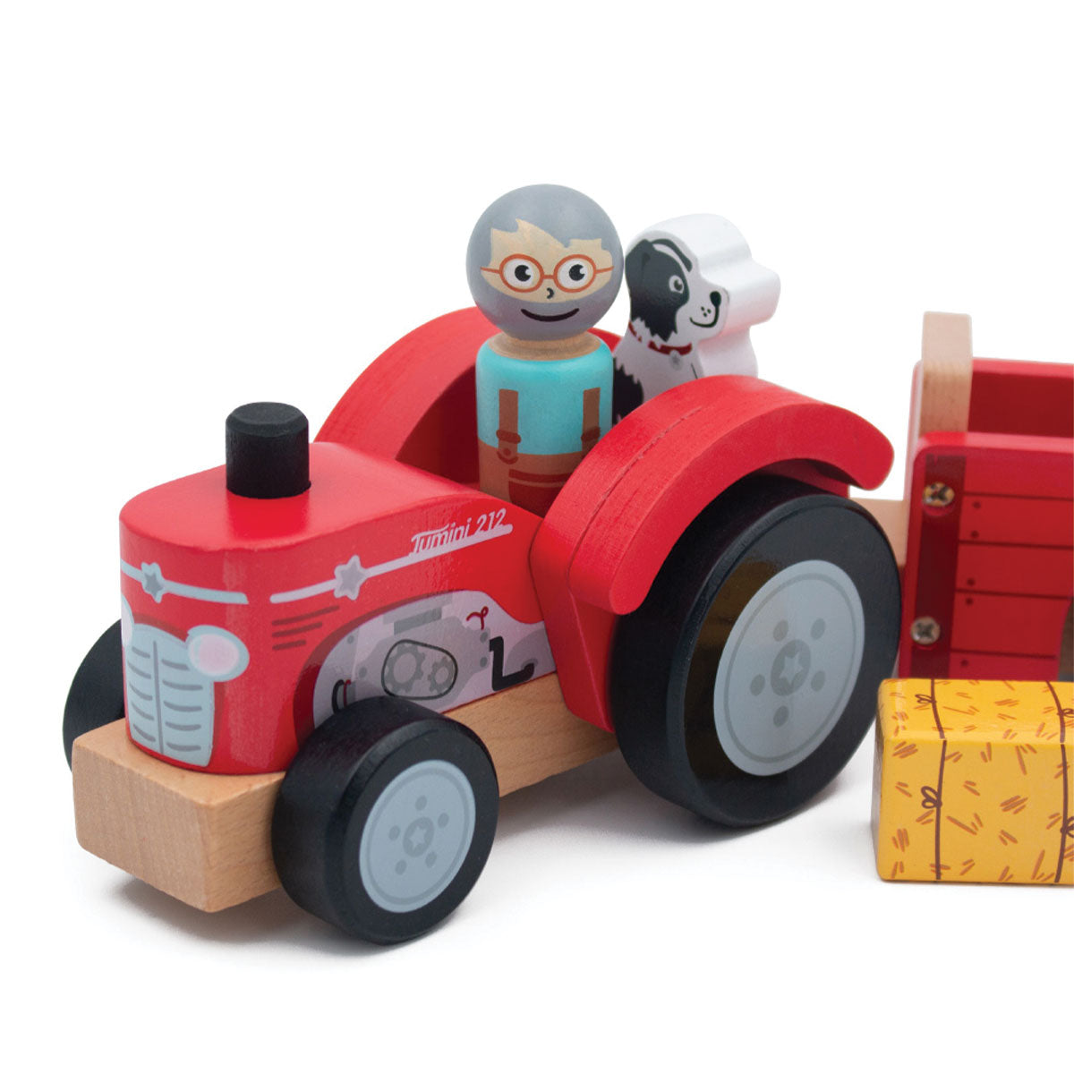 Jumini Wooden Tractor and Trailer (with bales) image 2