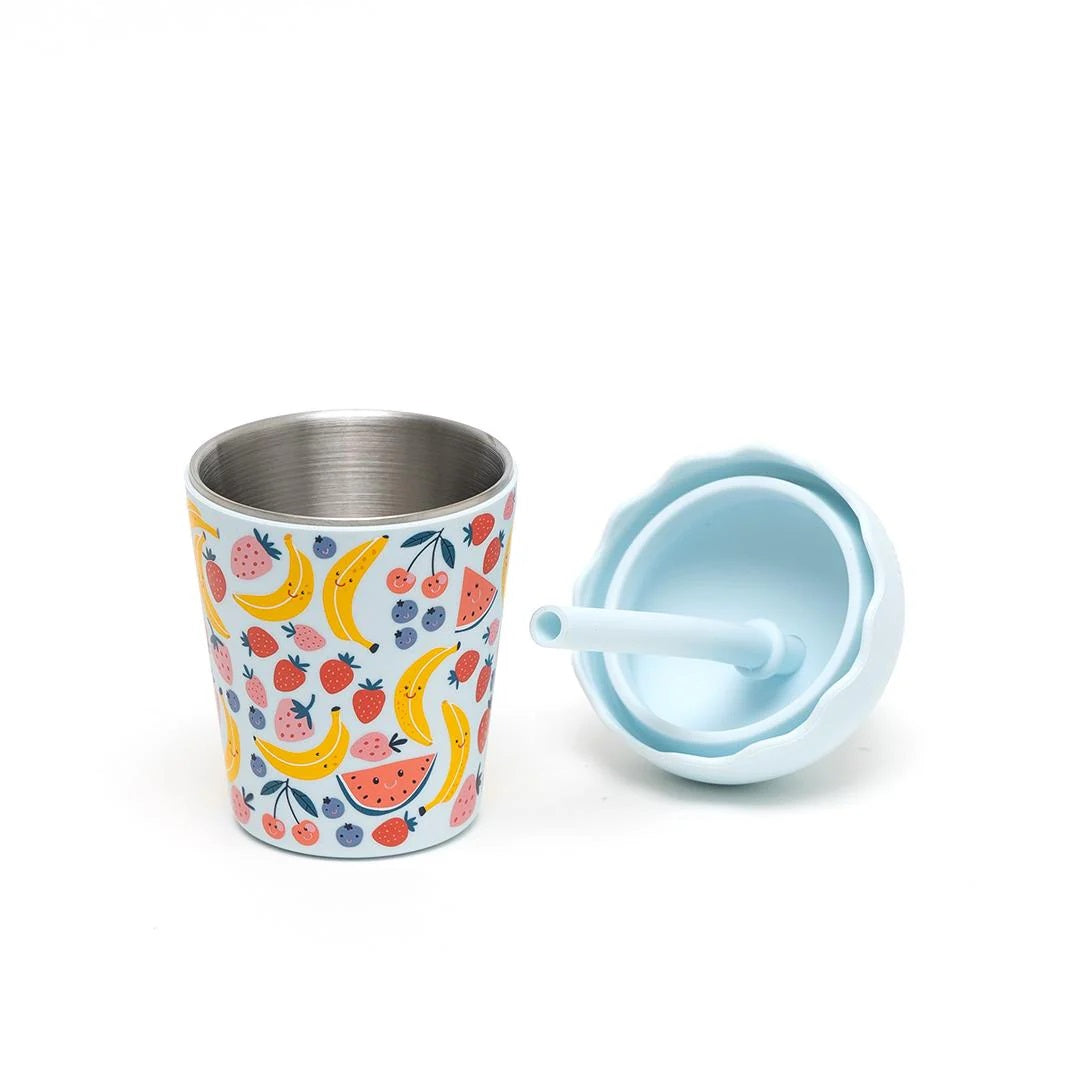 Blue Happy Fruits Mini Toddler Smoothie Cup & Straw 200ml image 0