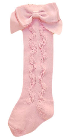 Pex Grazia Pink Knee High Ribbon Bow Socks