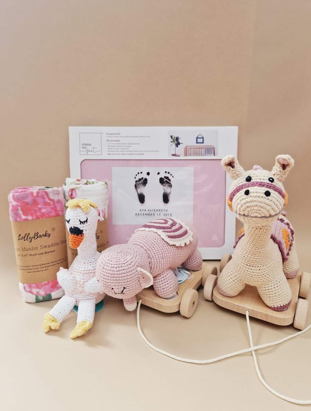 2 in 1 Pull Along Pink Elephant Toy image 1