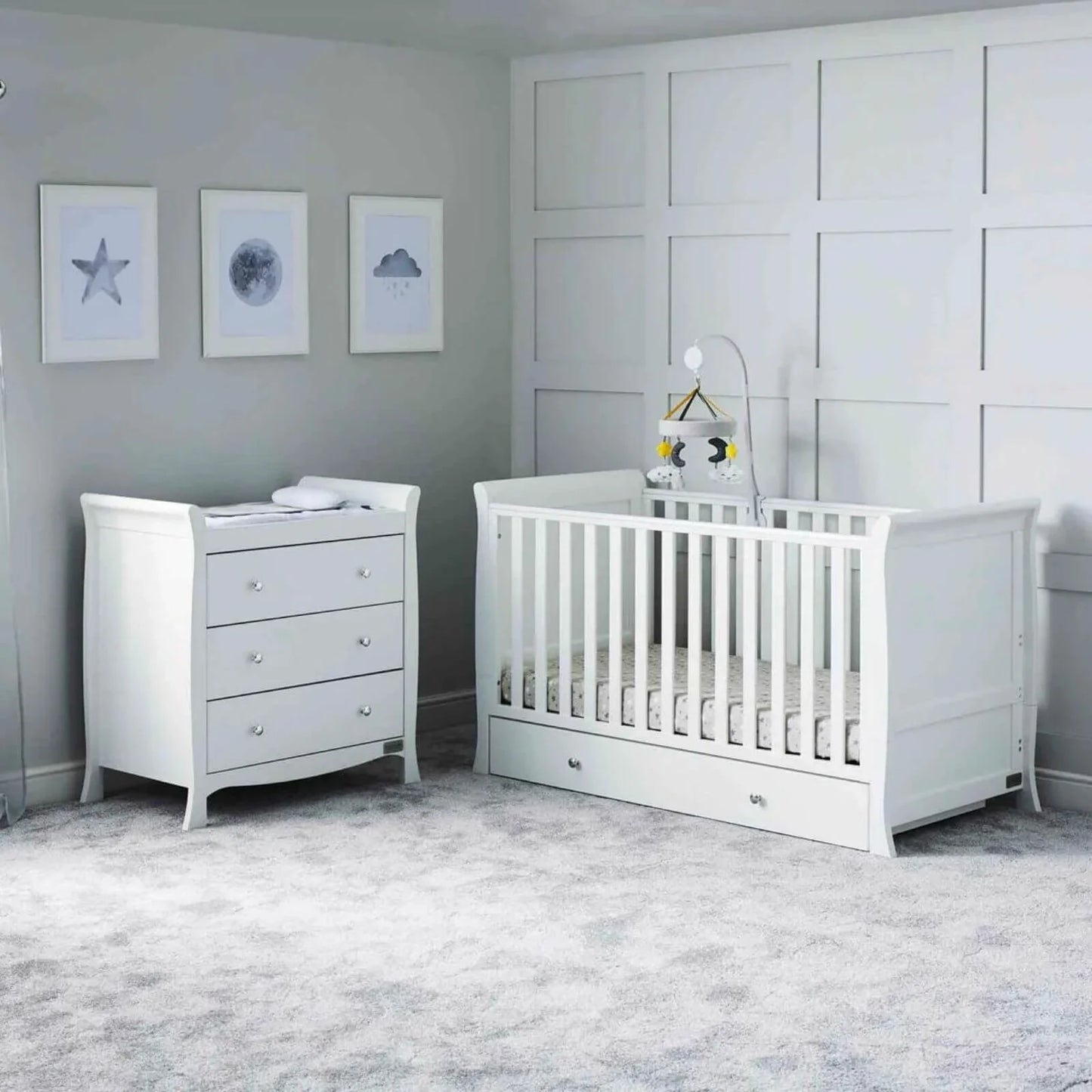 Ickle Bubba Snowdon Classic Furniture Set Premium Sprung Mattress 2 pcs - White
