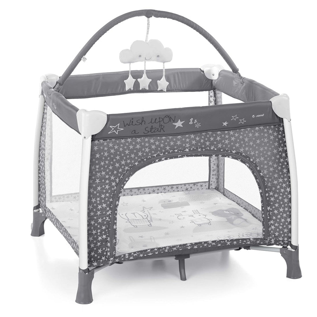 Jané Travel Fun Playpen with Toy Arch & Carry Bag 0 to 3 Years- Star