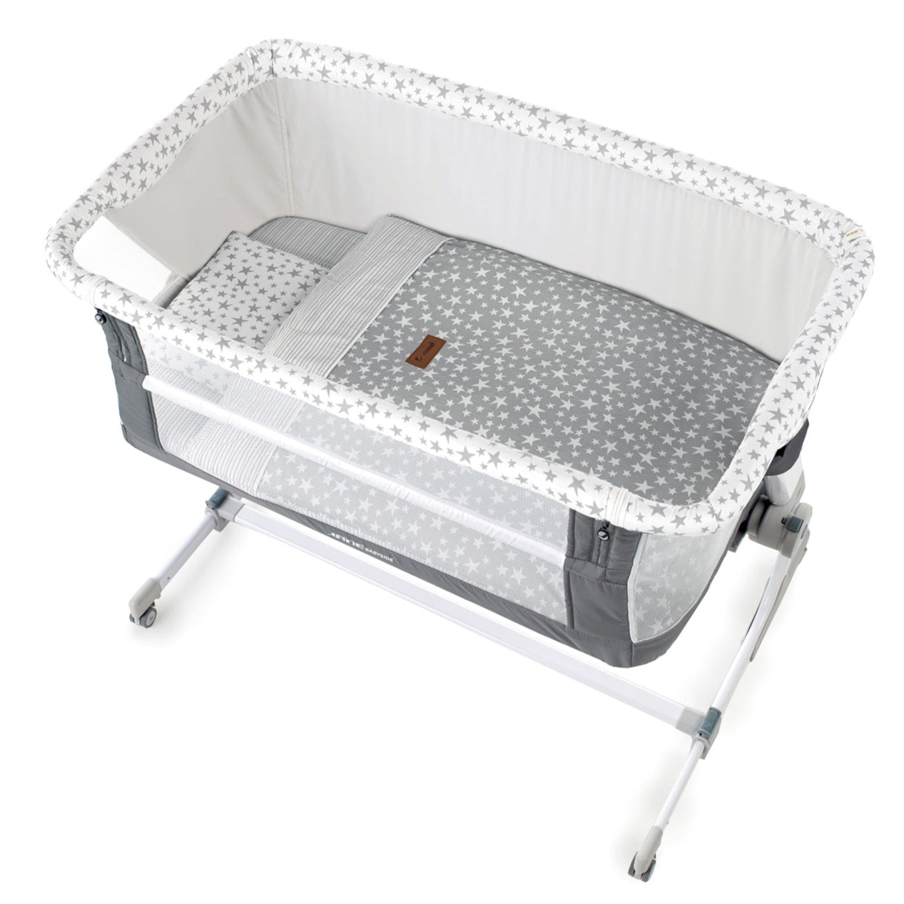 Jane Baby Side Crib + 4 Piece Bedding Set & Safety Mattress- Star 2026