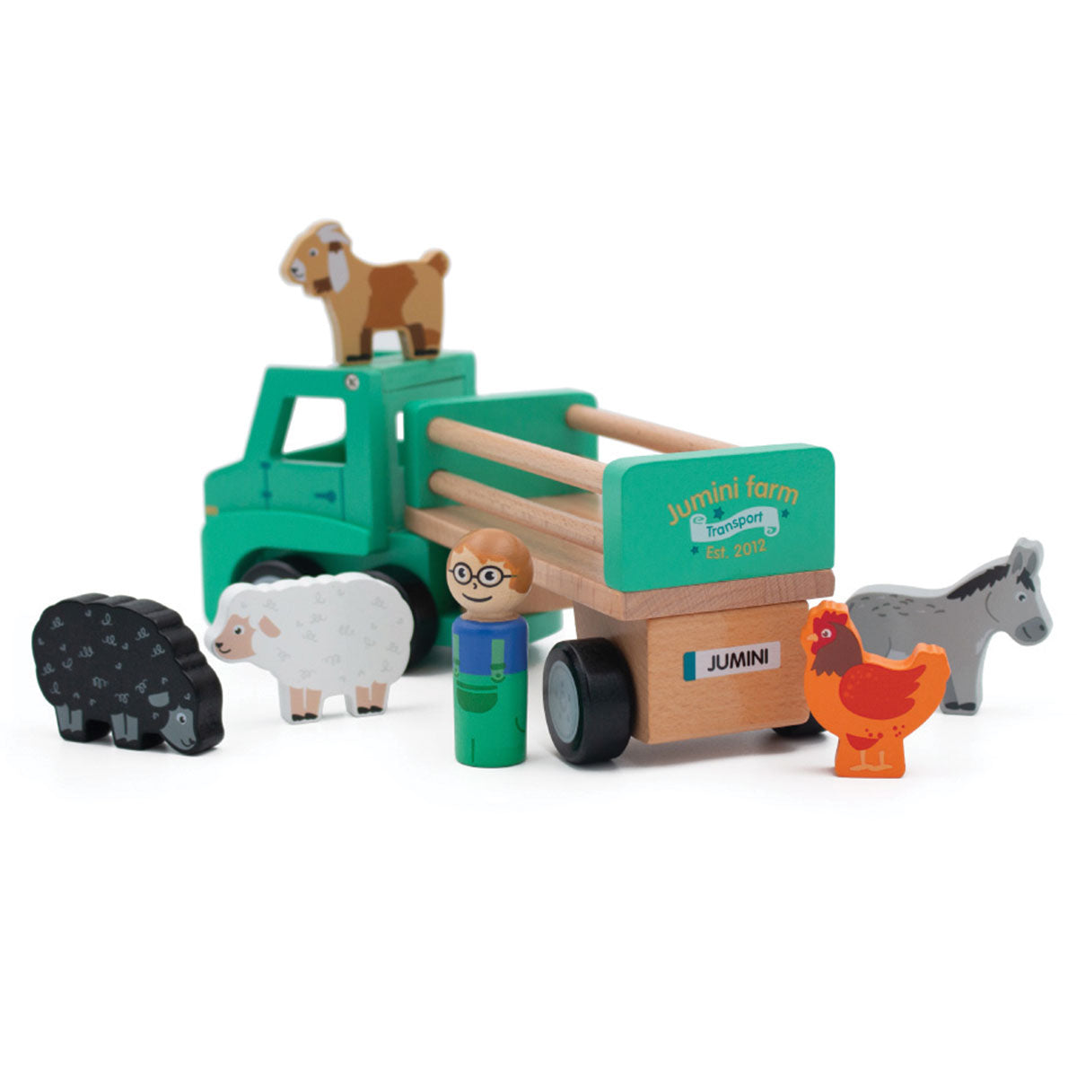 Jumini Wooden Farm Lorry (with animals) image 1