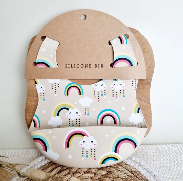 Rammelaartje Rainbows Silicone Bib image 1