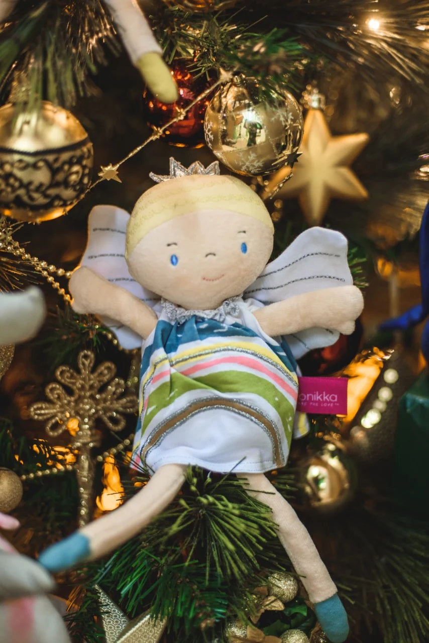 Bonikka Organic Fairy Doll with Blonde Hair in Rainbow Dress image 1