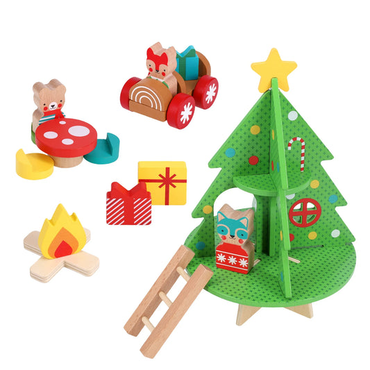 Petit Collage Christmas Treehouse Wooden Play Set