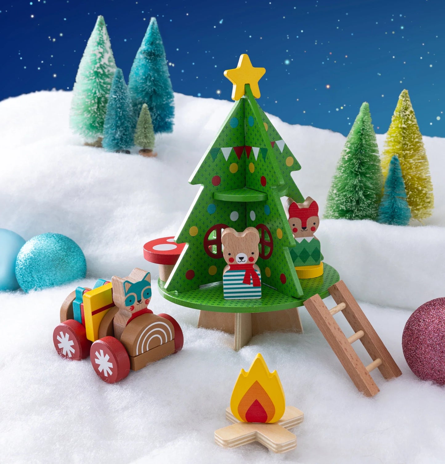 Petit Collage Christmas Treehouse Wooden Play Set