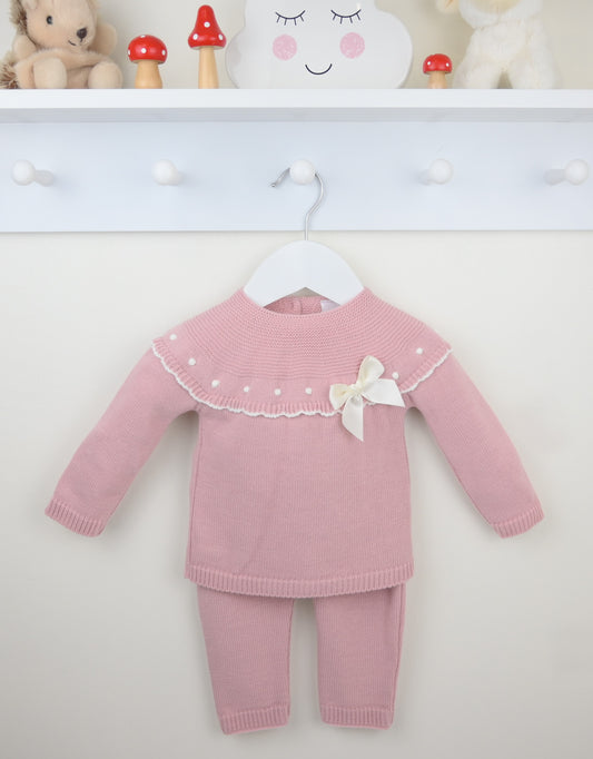 Pex Amber Trouser Suit in Dusky Pink – baby knit two-piece outfit