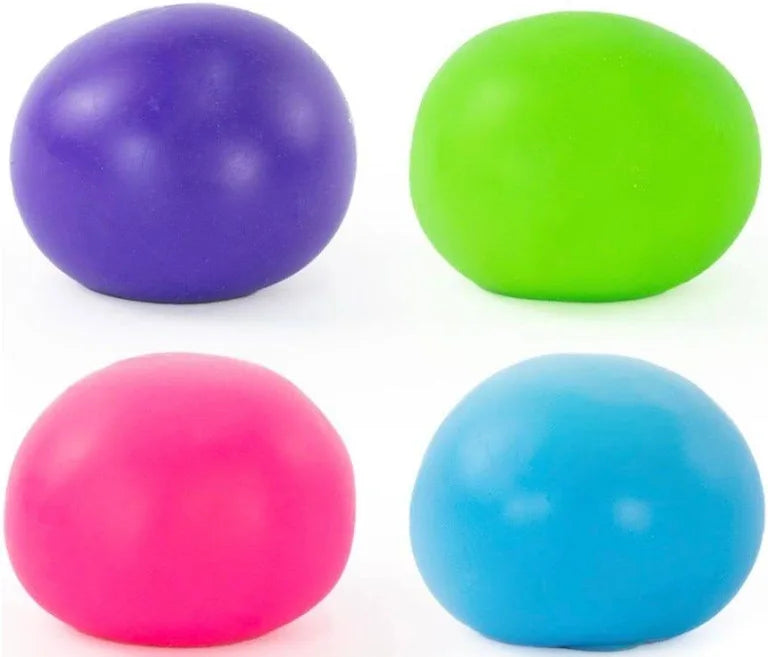 Four different coloured super duper squishy balls