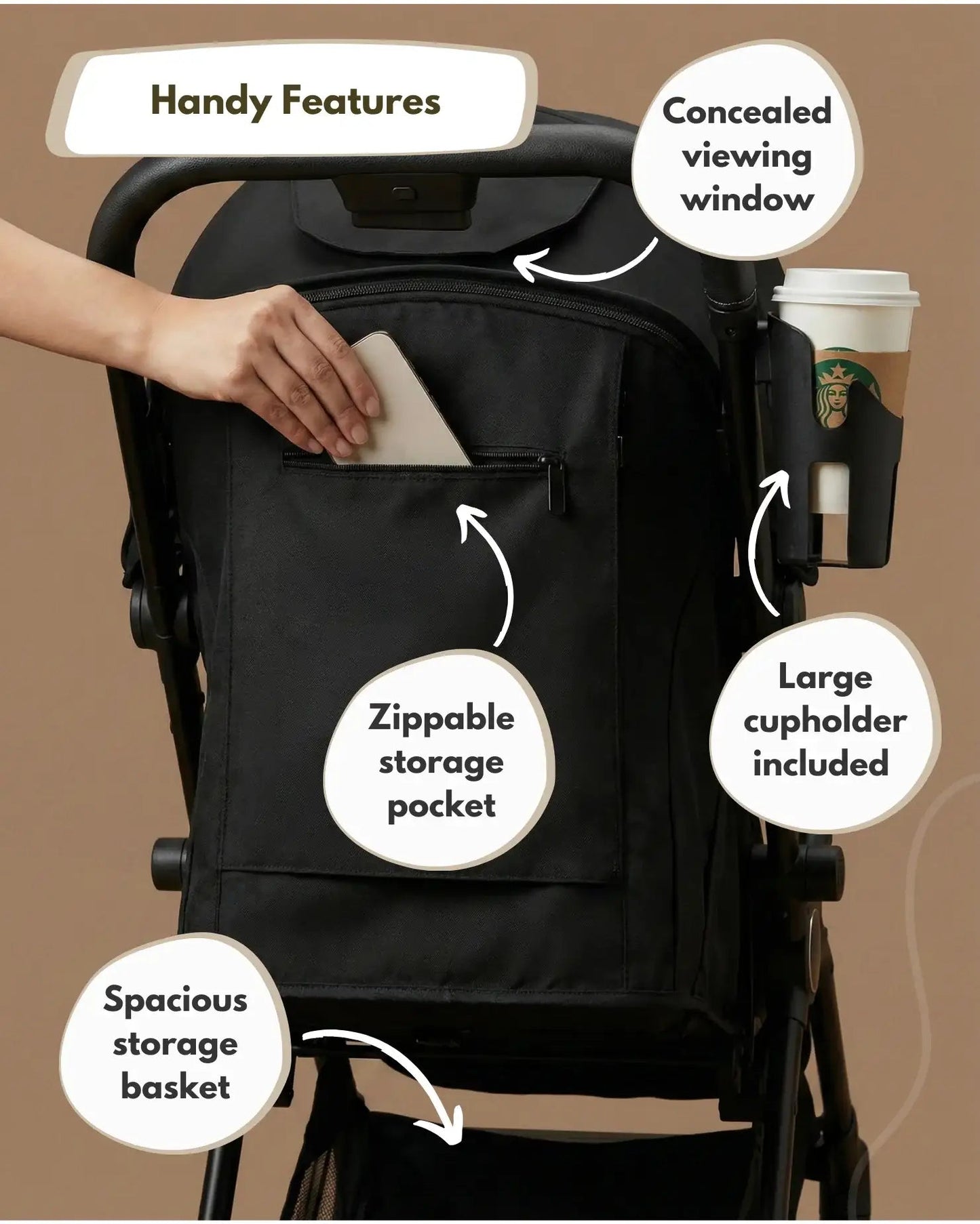 Venture Avio Compact Travel Baby Stroller - Black