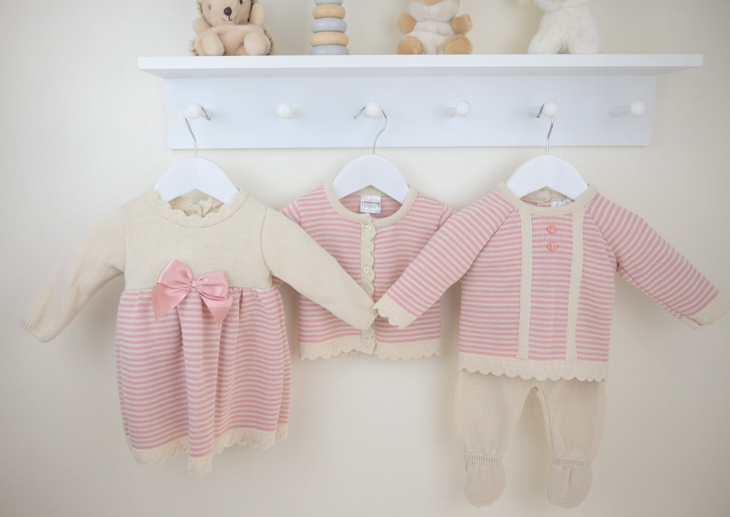 Pink striped Pex Pearl collection baby clothing