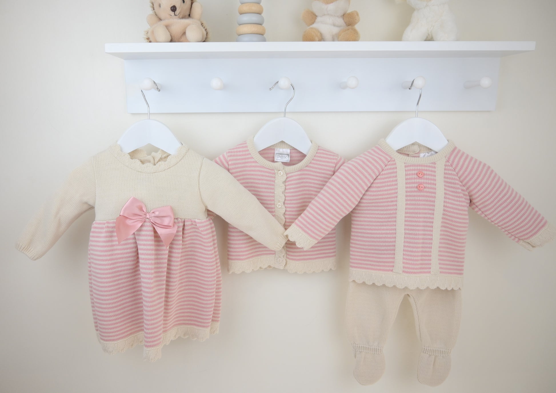 Pink striped Pex Pearl collection baby clothing