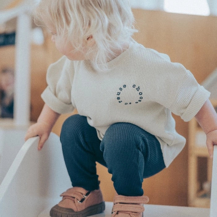 Futuro Bambino charcoal organic cotton kids’ waffle leggings