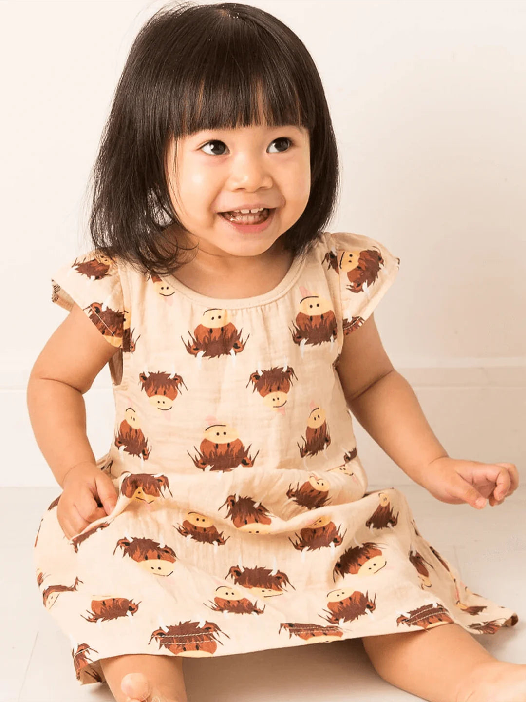 Blade & Rose Neutral Highland Cow Summer Dress