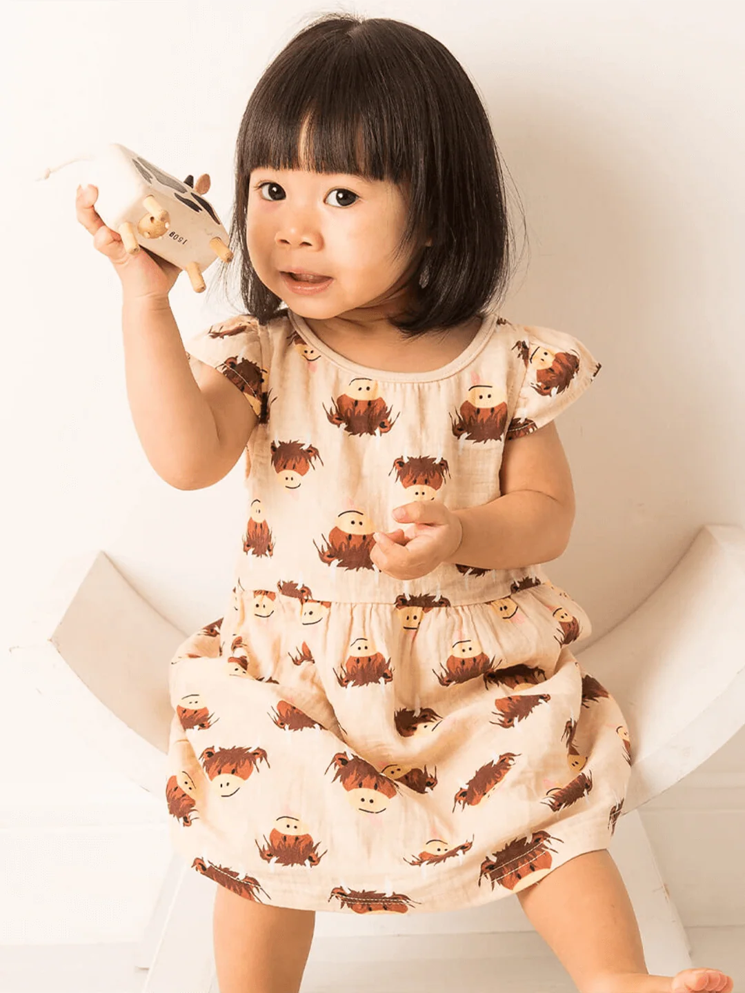 Blade & Rose Neutral Highland Cow Summer Dress