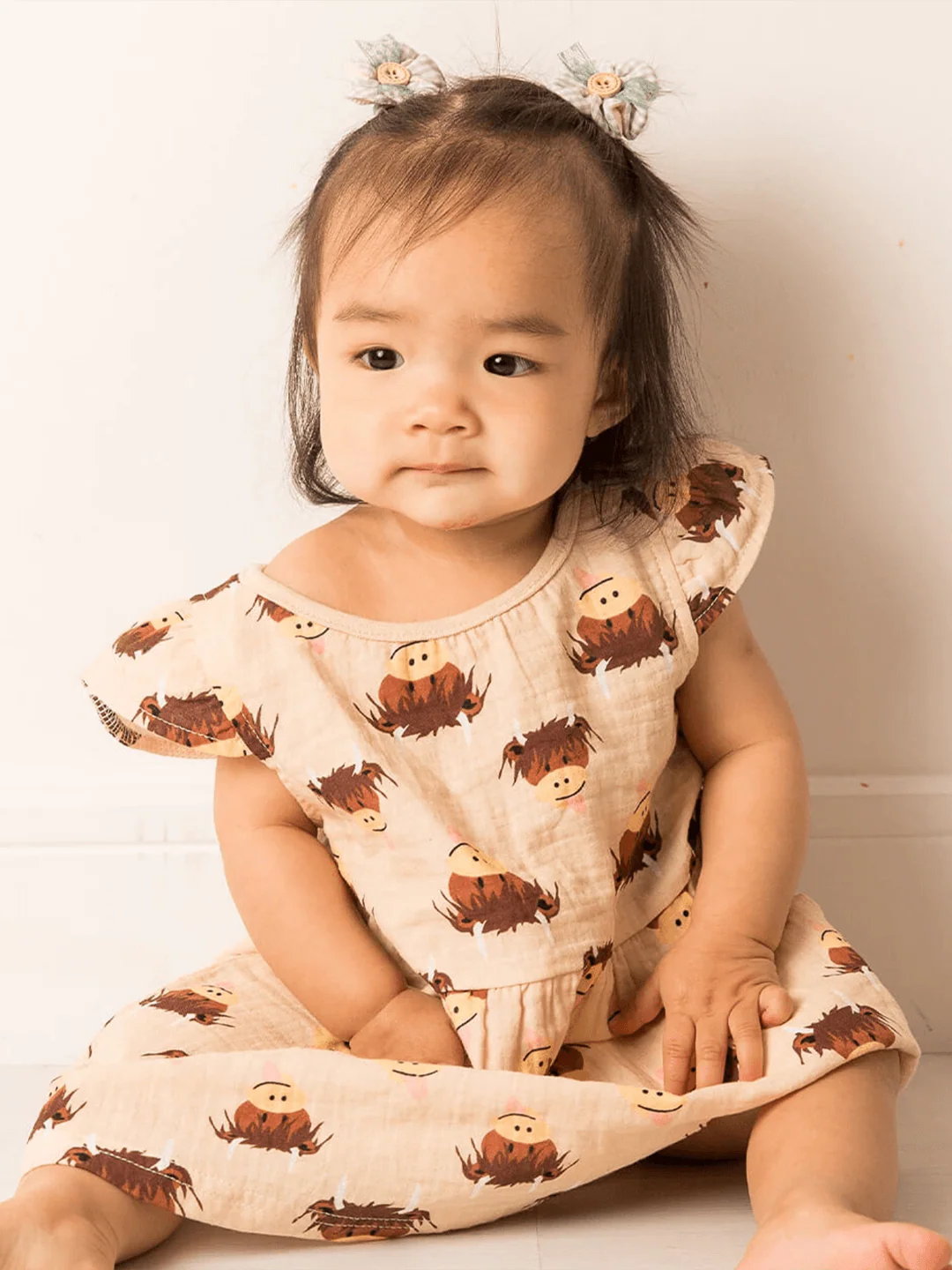 Blade & Rose Neutral Highland Cow Summer Dress