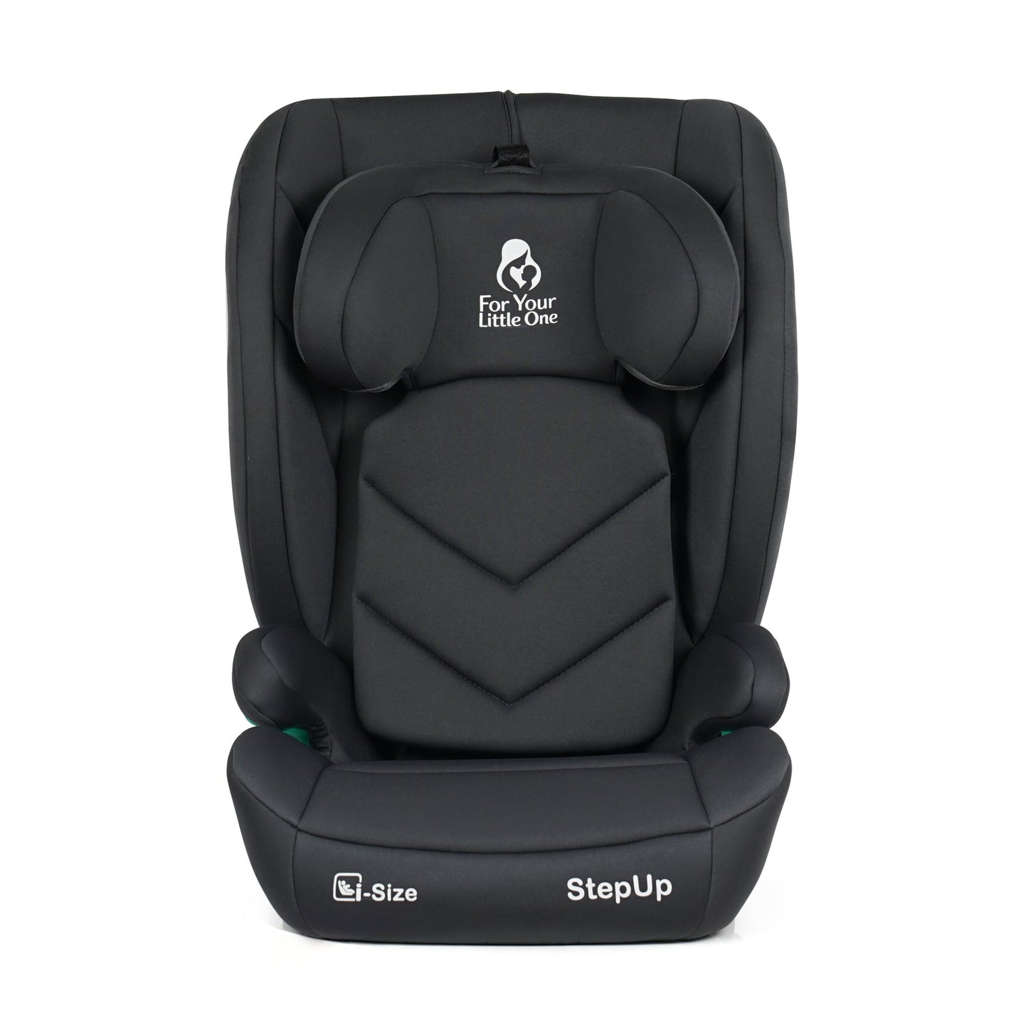 A black For Your Little One StepUp car seat on a clean white background.
