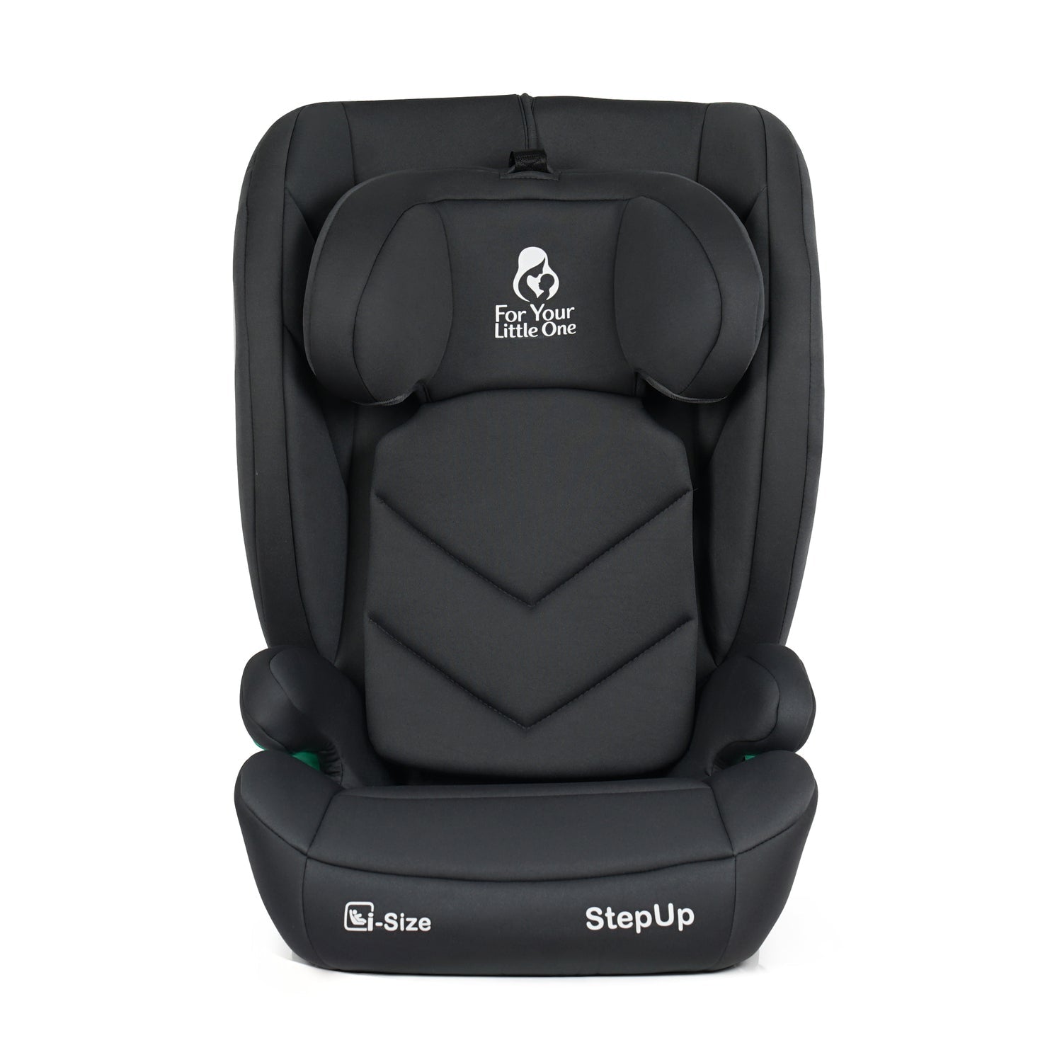 A black For Your Little One StepUp car seat on a clean white background.