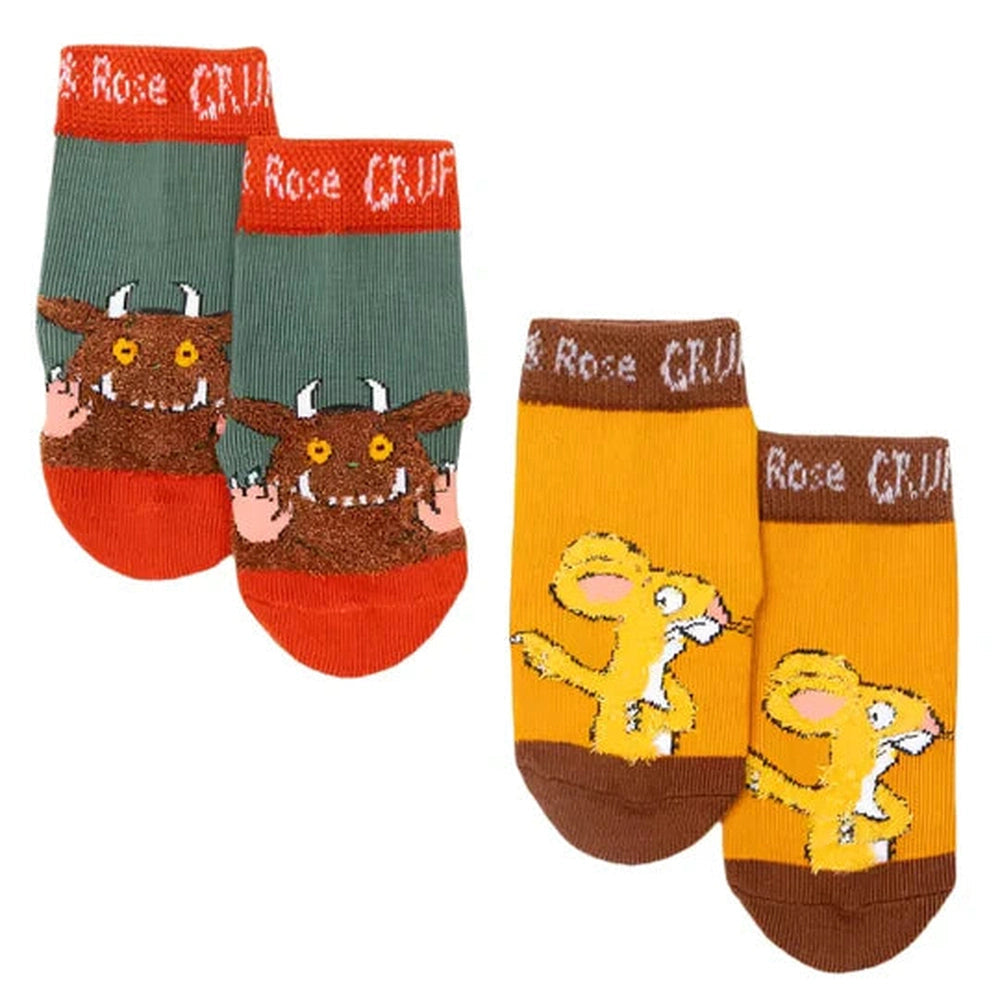 2 pairs of socks with the Gruffalo and mouse design