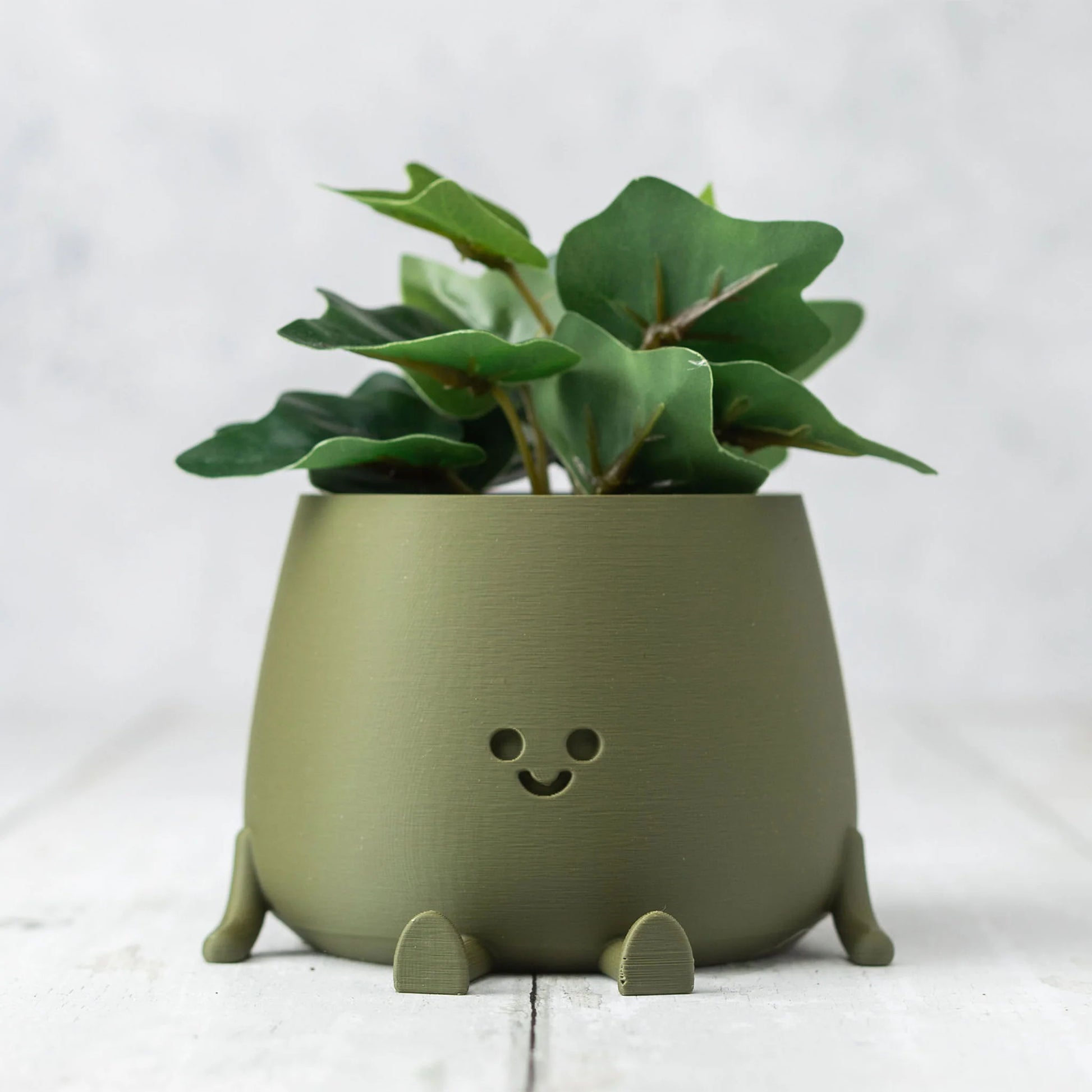 Ingadi Happy Pot Planter in matte green – eco 3D printed facepot
