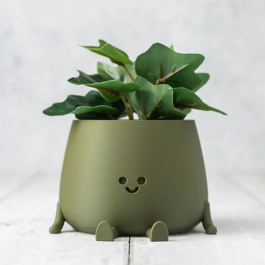 Ingadi Happy Pot Planter in matte green – eco 3D printed facepot