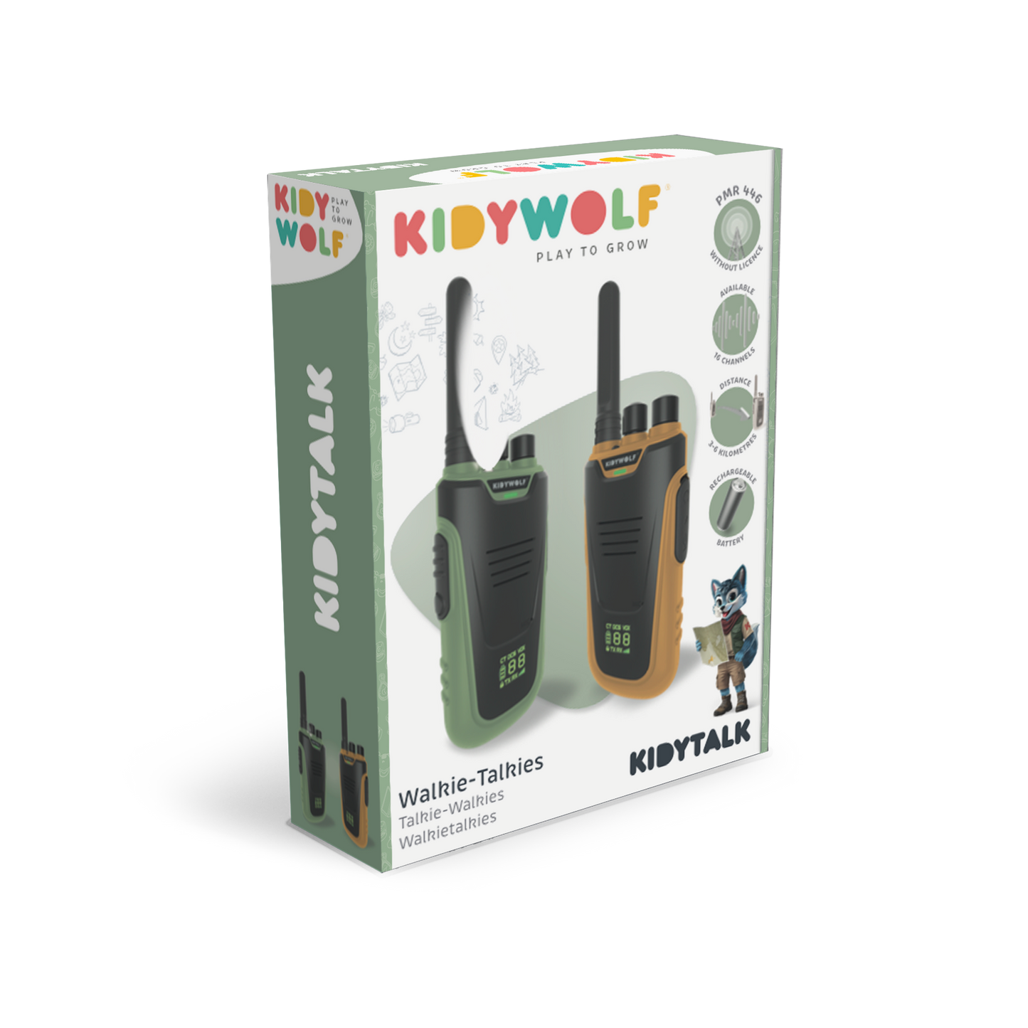 KIDYTALK Long Range Walkie-Talkies Green and Orange