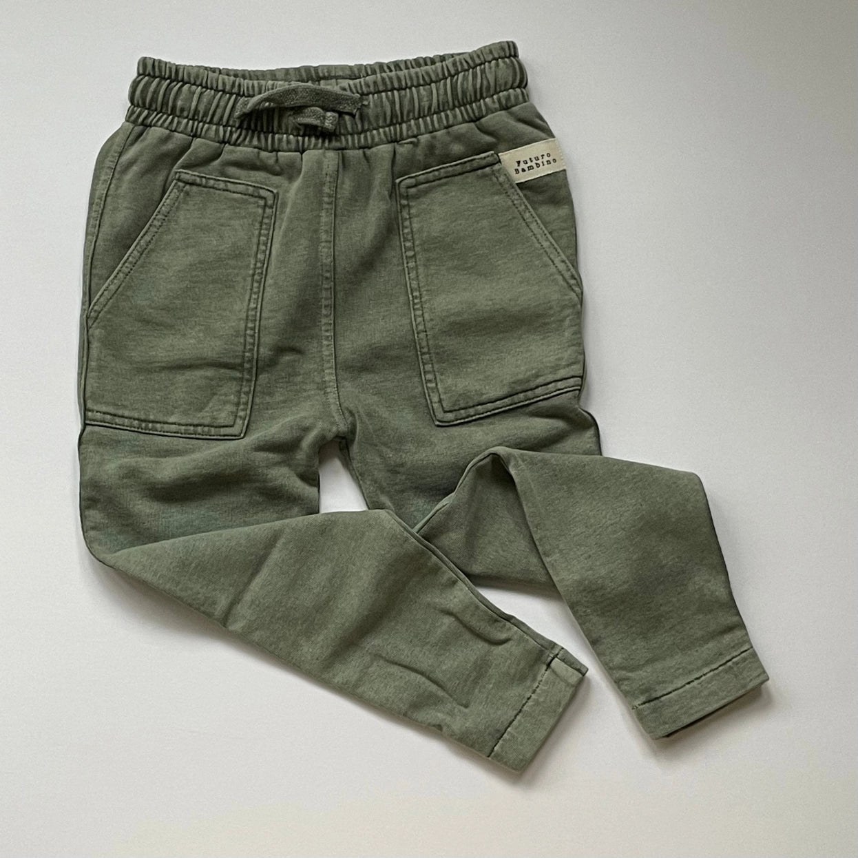 Khaki unisex organic cotton trousers for children