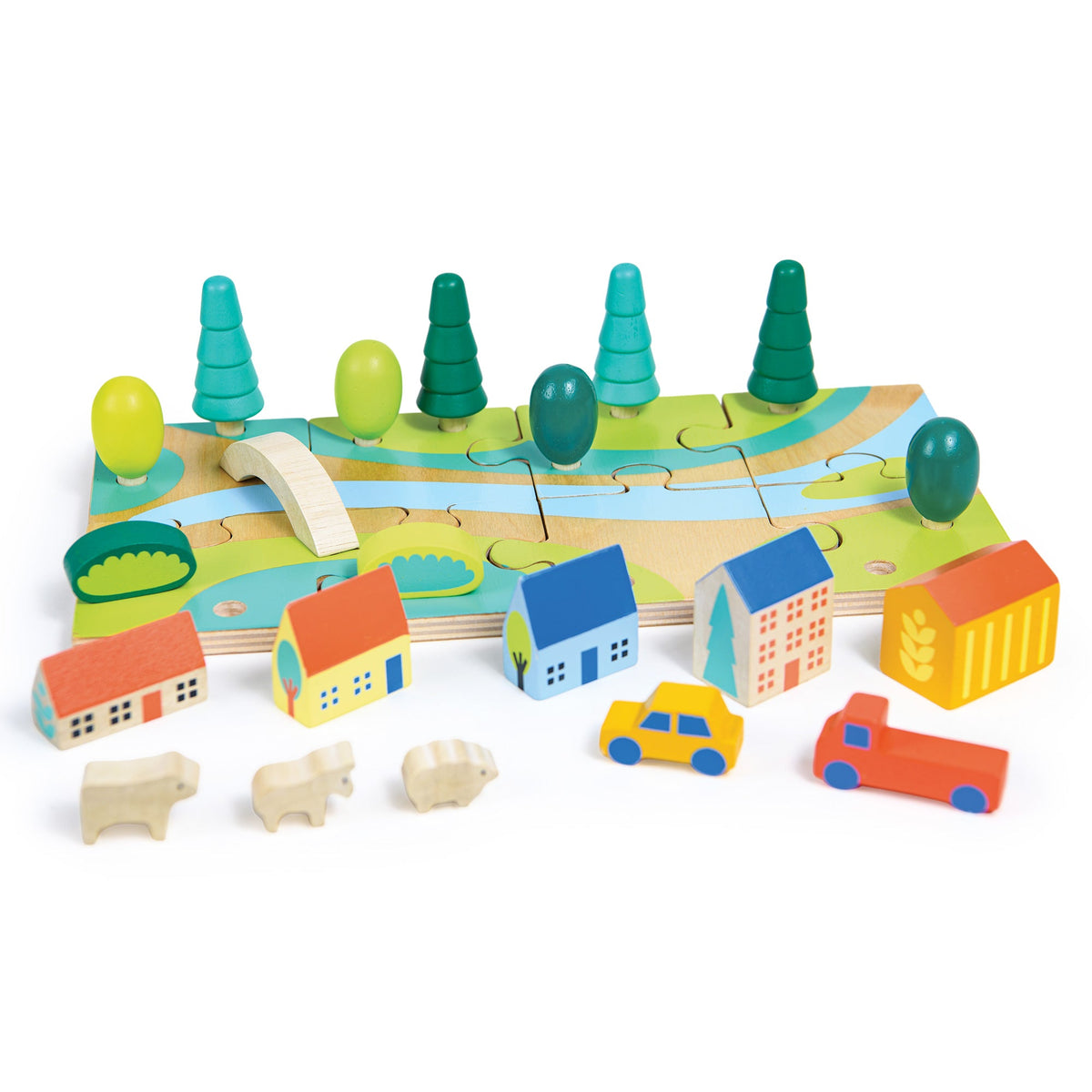 Mentari Tiny Town Wooden Playset Jigsaw