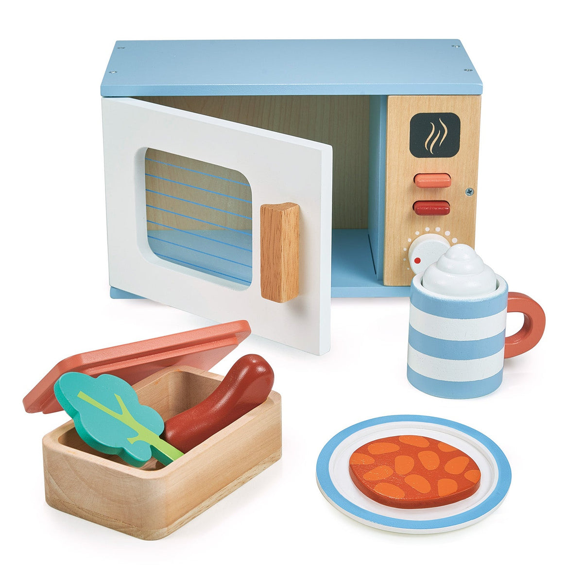 Mentari Wooden Toy Microwave with Play Food