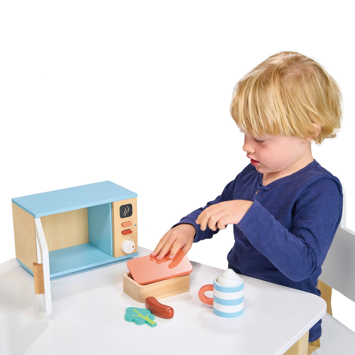 Mentari Wooden Toy Microwave with Play Food