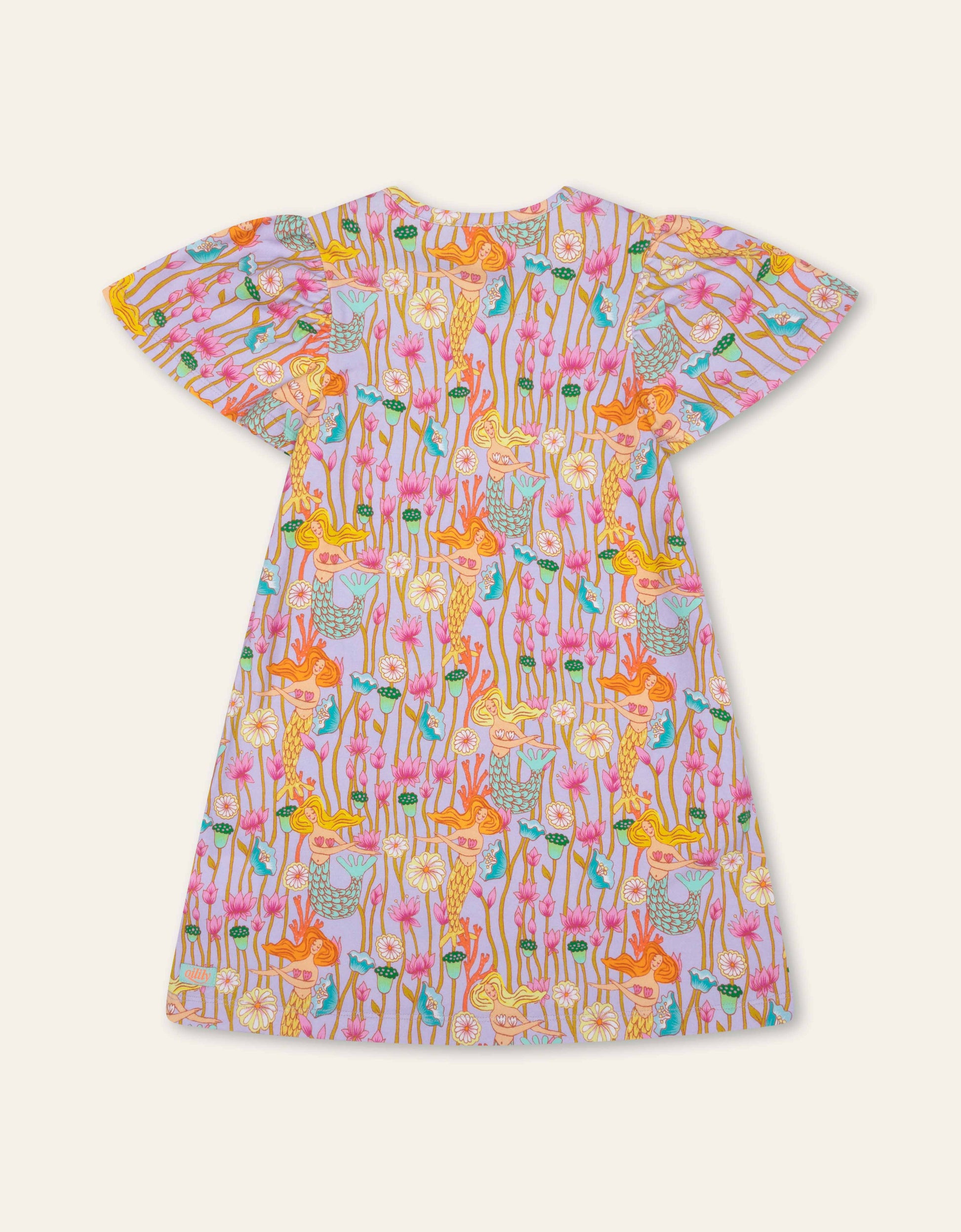 Colorful dress with mermaid pattern on a white background