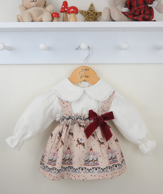 Pex Carousel Outfit baby two-piece set in ivory with carousel embroidery