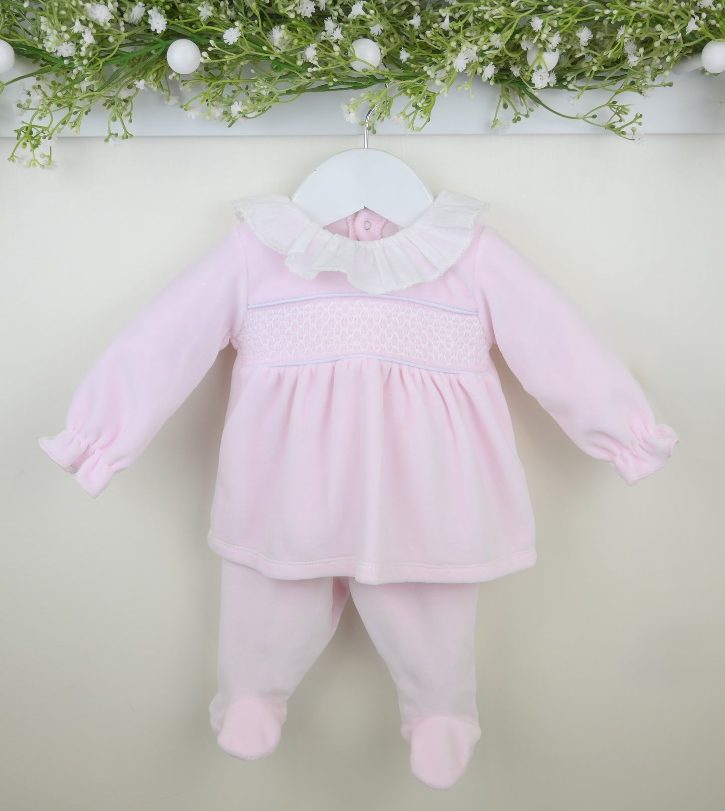 Pex Evie Velour Set – pink velour baby two-piece outfit