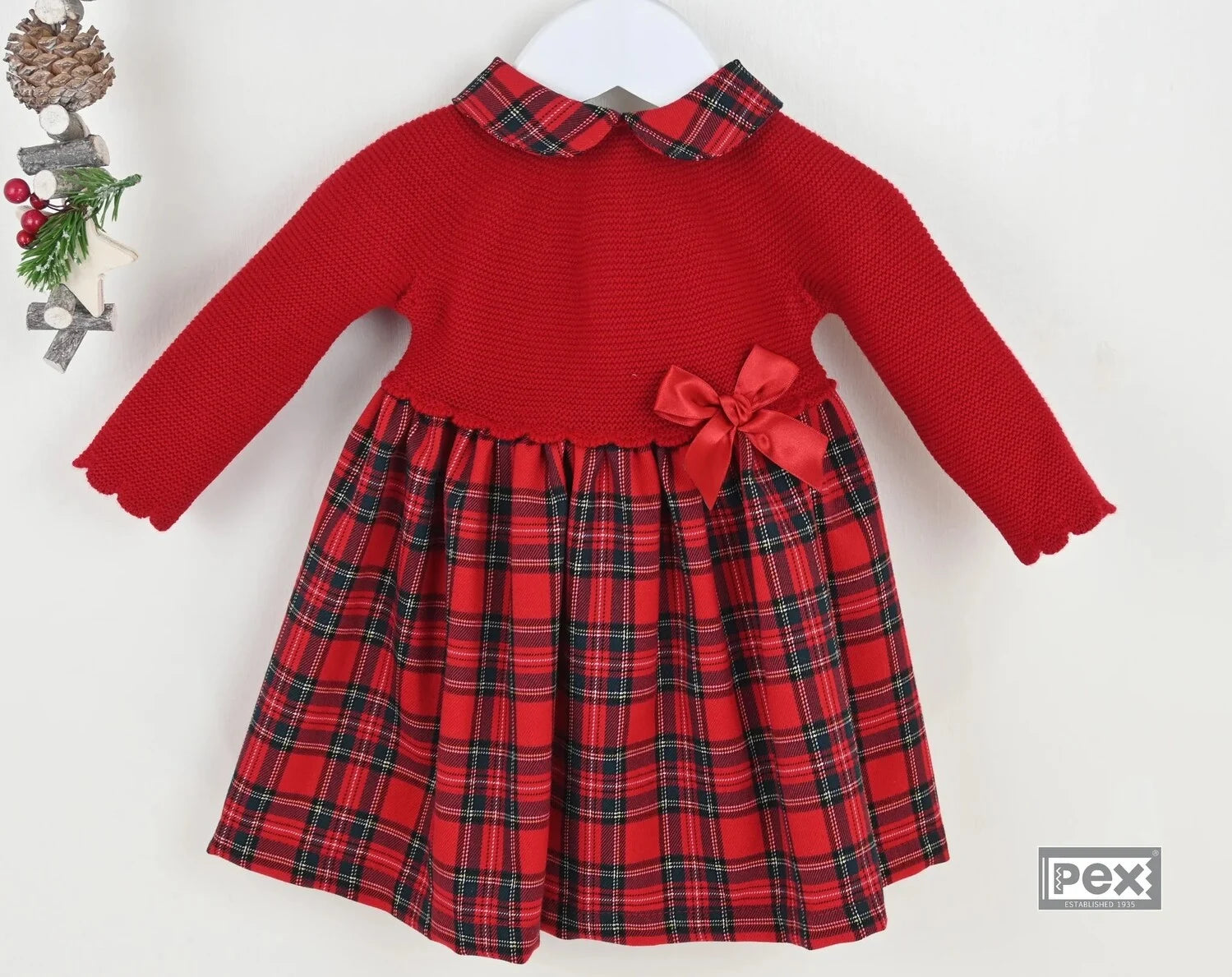 Pex Esther tartan Christmas dress for babies and toddlers – traditional festive check, fully lined.